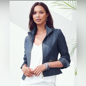 White House Black Market denim moto style blazer - size 6